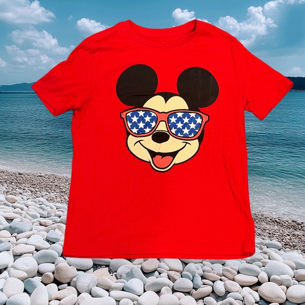 Old Navy Red July 4 Tee with Mickey Mouse